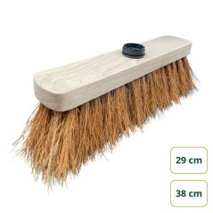 Balai coco en fibres naturelles – Monture bois avec douille à vis