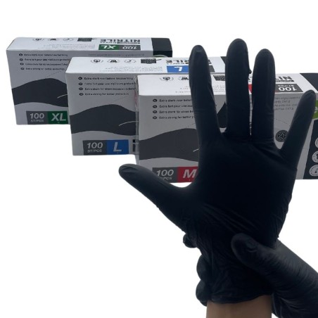 Gant nitrile noir non poudrés - Plusieurs tailles disponibles