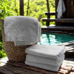 Drap de bain blanc coton 70x140 - lot de 6