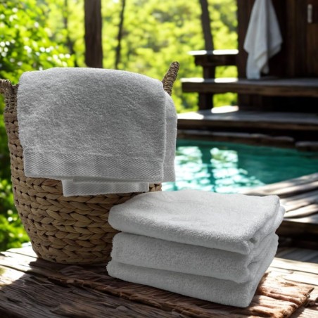 Drap de bain blanc coton 70x140 - lot de 6