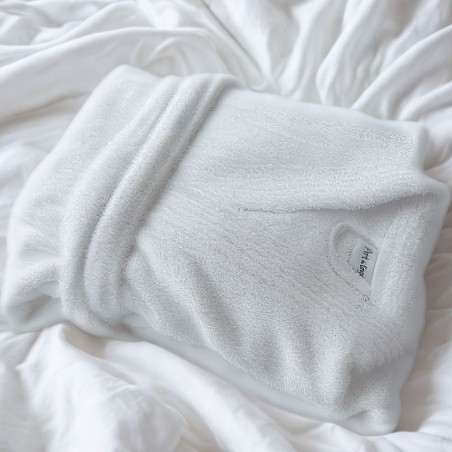 Peignoir Blanc Col Kimono 100 % Coton – Idéal Spa, Hôtel, Institut