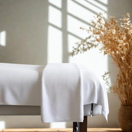 Drap de Table de massage - 150 x220 blanc coton