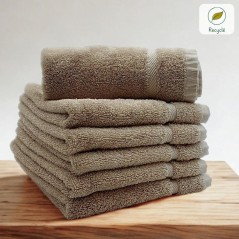 serviettes éponge recyclées 35x35 cm taupe