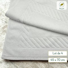Lot de 4 tapis blancs 100% coton recyclé Art du Linge – Qualité hôtel, durable et écoresponsable, atelier inclusif Trimatex