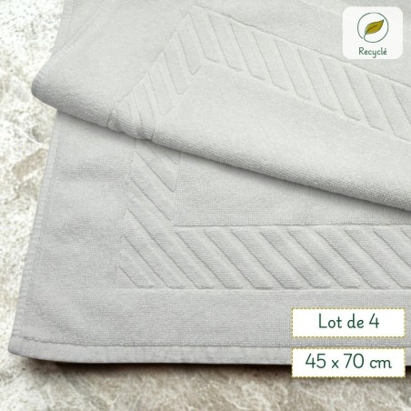 Lot de 4 tapis blancs 100% coton recyclé Art du Linge – Qualité hôtel, durable et écoresponsable, atelier inclusif Trimatex