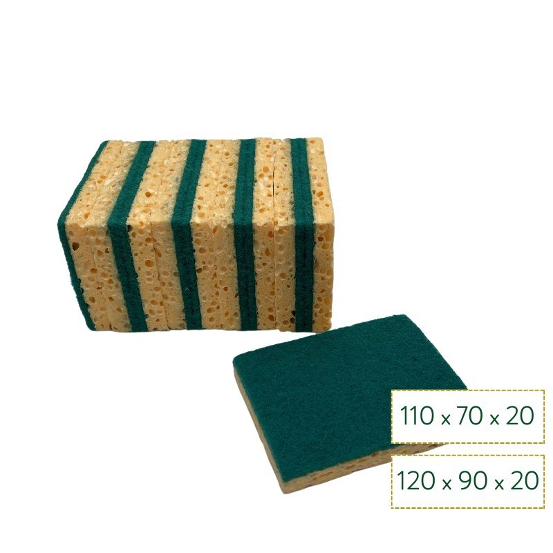 Éponge végétale nettoyante et grattante– Grande et petite – Lot de 10