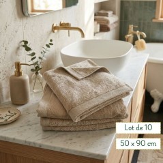 Serviettes de toilettes 50x90 coloris taupe