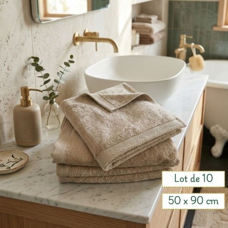 Serviettes de toilettes 50x90 coloris taupe