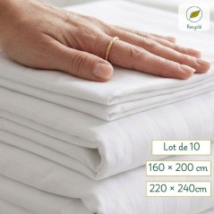 Housses de couette polycoton bande satin Seconde vie - Lot de 10
