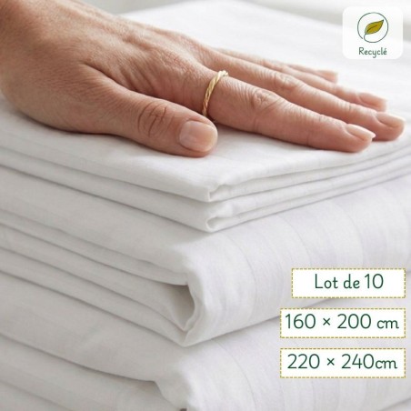 Housses de couette polycoton bande satin Seconde vie - Lot de 10