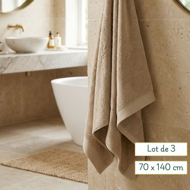 Lot de 3 serviettes couleur 100% coton Art du Linge