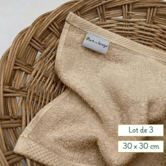Lot de 3 petites serviettes 30x30 couleur beige pour les pros hébergement
